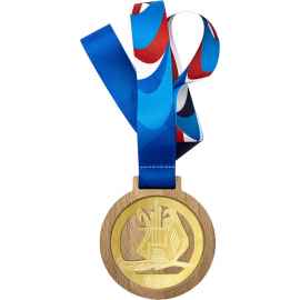 Деревянная медаль с лентой Лира, золото