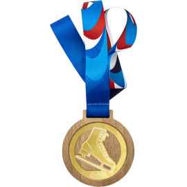 Деревянная медаль с лентой Фигурное катание, золото