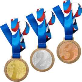 3658-101 Медаль с лентой 1,2,3 место, золото, Цвет: Золото