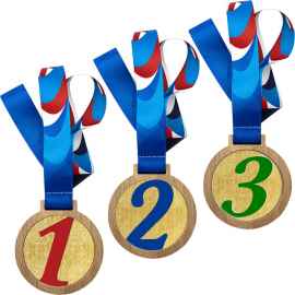 3658-321 Медаль с лентой 1,2,3 место, синий, Цвет: синий