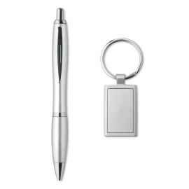 Набор: ручка шариковая и брелок, тускло-серебряный, Цвет: тускло-серебряный, Размер: 16.5x8.5x2 см