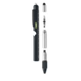 Ручка с линейкой и уровнем, черный, Цвет: черный, Размер: 1.6x16 см