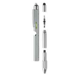 Ручка с линейкой и уровнем, тускло-серебряный, Цвет: тускло-серебряный, Размер: 1.6x16 см