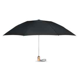 Зонт 23-дюймовый из RPET 190T, черный, Цвет: черный, Размер: 107x61.5 см