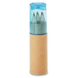6 цветных карандашей, прозрачно-голубой, Цвет: прозрачно-голубой, Размер: 2.7x10 см