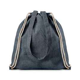 Рюкзак на шнурках из переработа, синий, Цвет: синий, Размер: 38x42 см