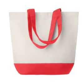 Холщовая пляжная сумка 280г/м2, красный, Цвет: красный, Размер: 40x15x45 см