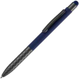 Ручка шариковая Digit Soft Touch со стилусом, синяя, Цвет: синий