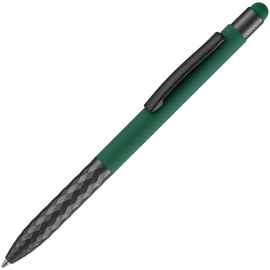 Ручка шариковая Digit Soft Touch со стилусом, зеленая, Цвет: зеленый