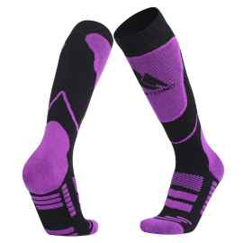 Термоноски высокие Monterno Sport, черные с фиолетовым, Цвет: черный, фиолетовый, Размер: 36-44