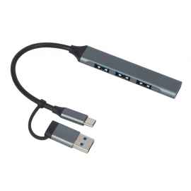 USB-хаб Link с коннектором 2-в-1 USB-C и USB-A, 2.0/3.0, 975650, Цвет: серый