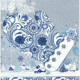 Корпоративная новогодняя открытка конструктивная варежка со снежинкой, на заказ от 100 шт., изображение 3