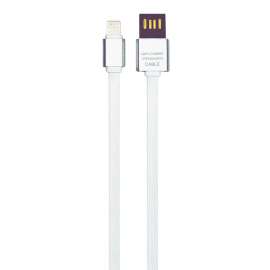 Кабель USB 2.0 - iPhone/iPod/iPad 8pin, 1м, 2.1A, реверс., плоский, OLMIO,