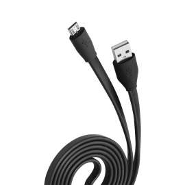 Кабель USB 2.0 - microUSB, 1м, 2.1A, черный, плоский, OLMIO