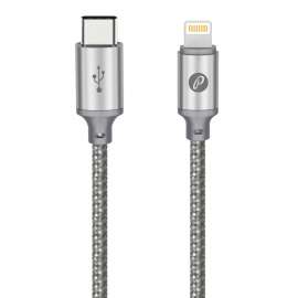 Кабель USB2.0, USB type-C - lightning, 1м, серый, Partner
