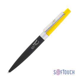 Ручка шариковая 'Peri'покрытие soft touch, черный с желтым, Цвет: черный с желтым
