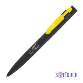 Ручка шариковая 'Lip', покрытие soft touch, черный с желтым, Цвет: черный с желтым