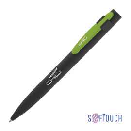 Ручка шариковая 'Lip', покрытие soft touch, черный с зеленым яблоком, Цвет: черный с зеленым яблоком