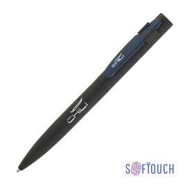 Ручка шариковая 'Lip', покрытие soft touch, черный с синим, Цвет: черный с синим