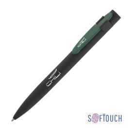 Ручка шариковая 'Lip', покрытие soft touch, черный с зеленым, Цвет: черный с зеленым