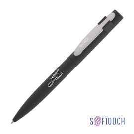 Ручка шариковая 'Lip', покрытие soft touch, черный с серебром, Цвет: черный с серебром