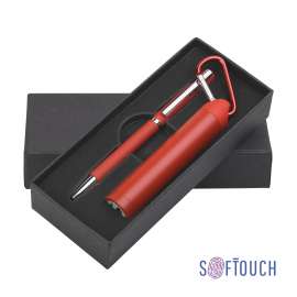 Набор ручка + зарядное устройство 2800 mAh в футляре, оранжевый, покрытие soft touch#, красный, Цвет: красный