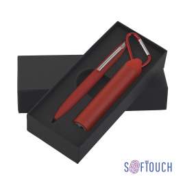 Набор ручка + зарядное устройство 2800 mAh в футляре, покрытие soft touch, красный, Цвет: красный
