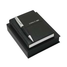 Набор (записная книжка, ручка шариковая), черный с серебром, Цвет: черный с серебром