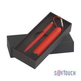 Набор ручка + зарядное устройство 2800 mAh в футляре, покрытие soft touch, красный, Цвет: красный