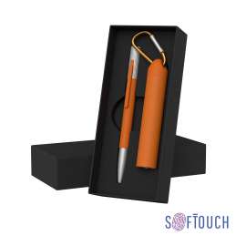 Набор ручка 'Clas' + зарядное устройство 'Minty' 2800 mAh в футляре, покрытие soft touch, оранжевый, Цвет: оранжевый