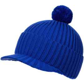 Вязаная шапка с козырьком Peaky, синяя (василек), Цвет: синий