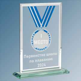 1807-ГР0 Награда из стекла 'Медаль' с гравировкой, 13х21 (прозрачный)