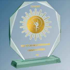 1897-ГРФ Награда из стекла с гравировкой и фольгой, 20х24 (прозрачный)
