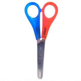 Ножницы для левши Brunnen Heyda, закругленные концы, пластик, нержавеющая сталь, 13 см Синий/красный, Цвет: Синий/красный