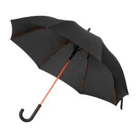 Зонт-трость Quantum, черный/оранжевый, Цвет: черный, оранжевый, Размер: 120x860x45