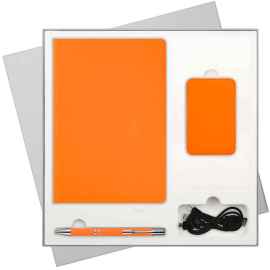 Подарочный набор Spark, оранжевый (ежедневник, ручка, аккумулятор)