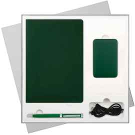 Подарочный набор Spark, зеленый (ежедневник, ручка, аккумулятор)