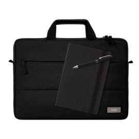 Подарочный набор Forum, черный (сумка, ежедневник, ручка), Цвет: черный, Размер: 360x400x10