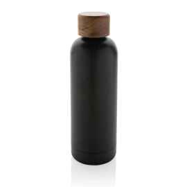 Термобутылка Wood из переработанной нержавеющей стали RCS, 500 мл, Черный, Цвет: черный,, Размер: , высота 23,4 см., диаметр 7,4 см.