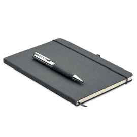 Набор блокнот с ручкой, черный, Цвет: черный, Размер: 24x1.6x19.4 см