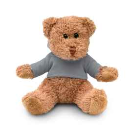 Медведь плюшевый в футболке, серый, Цвет: серый, Размер: 13x15 см