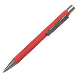 Ручка шариковая FACTOR, красный/темно-серый, металл, пластик, софт-покрытие, Цвет: красный, серый