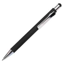 Ручка шариковая FACTOR TOUCH со стилусом, черный/серебро, металл, пластик, софт-покрытие, Цвет: черный, серебристый