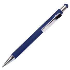 Ручка шариковая FACTOR TOUCH со стилусом, синий/серебро, металл, пластик, софт-покрытие, Цвет: синий, серебристый