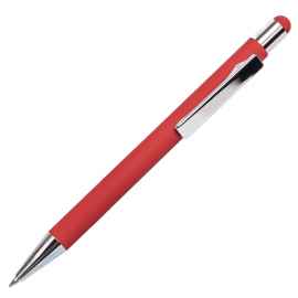 Ручка шариковая FACTOR TOUCH со стилусом, красный/серебро, металл, пластик, софт-покрытие, Цвет: красный, серебристый