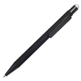 Ручка шариковая FACTOR BLACK со стилусом, черный/серебро, металл, пластик, софт-покрытие, Цвет: черный, серебристый