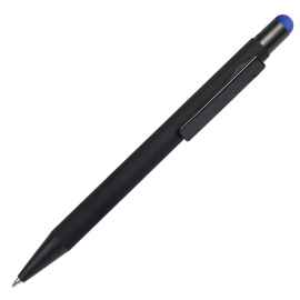 Ручка шариковая FACTOR BLACK со стилусом, черный/синий, металл, пластик, софт-покрытие, Цвет: черный, синий