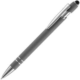 Ручка шариковая Pointer Soft Touch со стилусом, серая, Цвет: серый