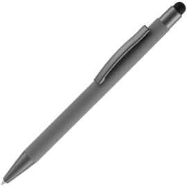 Ручка шариковая Atento Soft Touch со стилусом, серая, Цвет: серый