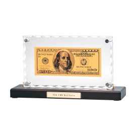 'Банкнота 100 USD' в стекле, Коричневый, Цвет: коричневый с золотым